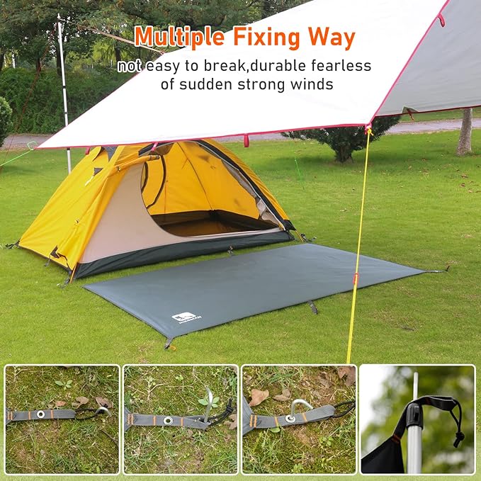 Hikeman Tent Footprint - Waterproof Camping Tarp, Heavy Duty Tent Floor Saver, Ultralight Ground Sheet Mat for Hiking, Backpacking, Hammock, Beach - Storage Bag Included(PU3000mm,300 * 300CM)