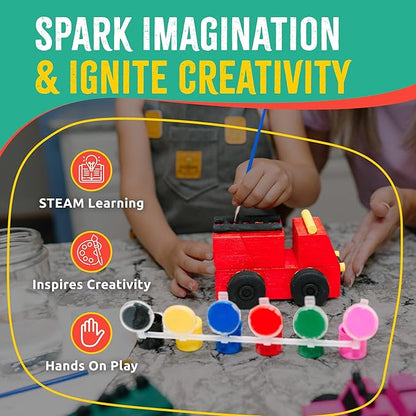 SparkJump DIY Wood Building Kits, STEM Woodworking Kit for Kids, Creative Fun Craft Projects, Great Gift for Boys & Girls (Wooden Cars, 1-Pack)