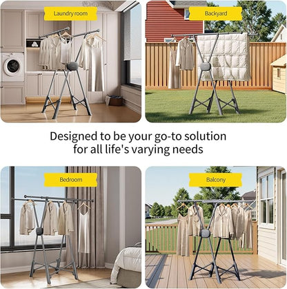 BIREN Clothes Drying Rack Heavy Duty Clothing Racks Foldable Laundry Rack Two