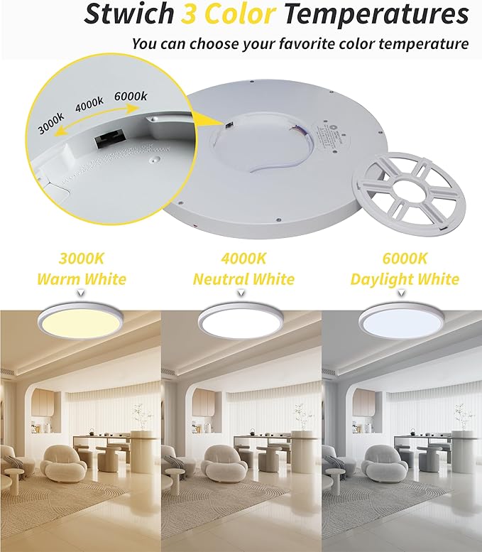 6pack 12 Inch Flush Mount Ceiling Light, 24w Led Ceiling Light,