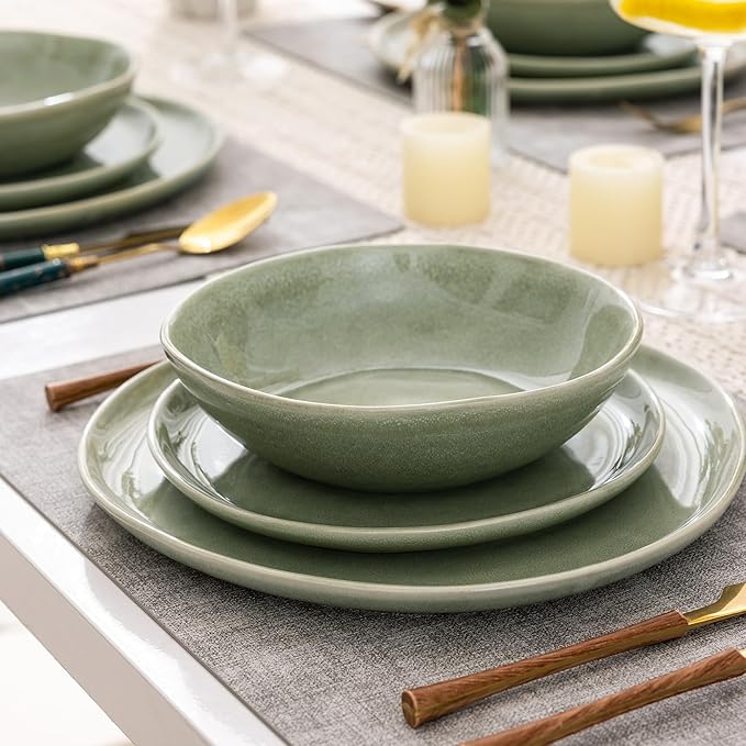 AmorArc Ceramic Dinnerware Sets,Handmade Reactive Glaze Stoneware Plates and Bowls Set,Highly Scratch Resistant | Dishwasher & Microwave Safe Dishes Set,Service for 8 (24pc)