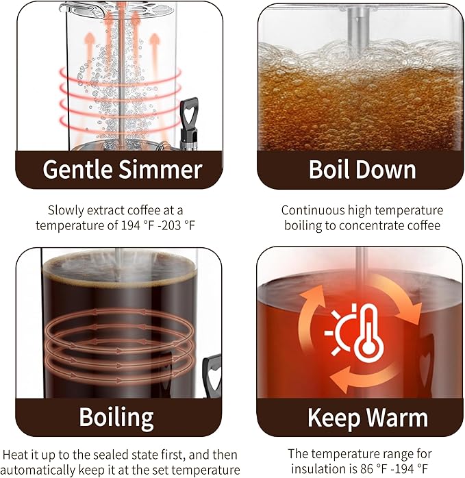 Coffee Urn Commercial Coffee Maker, 9.5 L 60 Cups, Transparent Electric