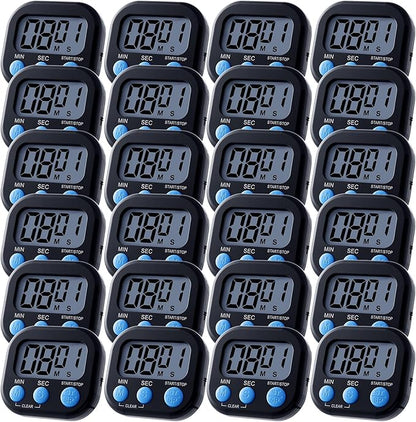 Leumoi 24 Pcs Digital Kitchen Timers Magnetic Back Timers Bulk Large Screen