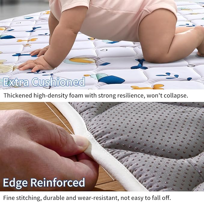 Premium Baby Play Mat 36" X 36", Thicken Foam One-Piece Crawling Mat, Non-Slip Cushioned Baby Playmats for Infants, Babies, Toddlers, Foldable and Machine Washable