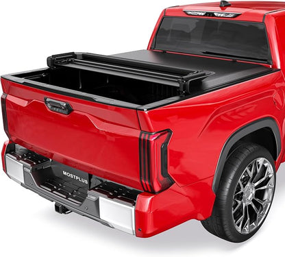 MOSTPLUS 6.5 FT Quad Fold Soft Truck Bed Tonneau Cover Compatible with 2007-2021 Toyota Tundra Fleetside for Models with The Deckrail System 6.5 FT Bed -78.7 inch On Top