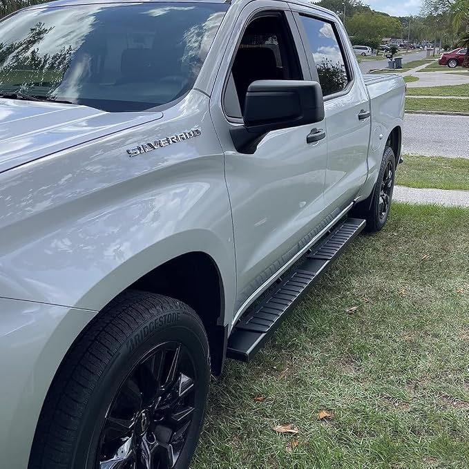 COMNOVA 6 Inches Double Cab Running Boards for 2019-2026 Chevy Silverado/GMC Sierra 1500 Double Cab, 2020-2026 Silverado/Sierra 2500HD 3500HD, Carbon Steel Silverado Running Boards Side Steps.