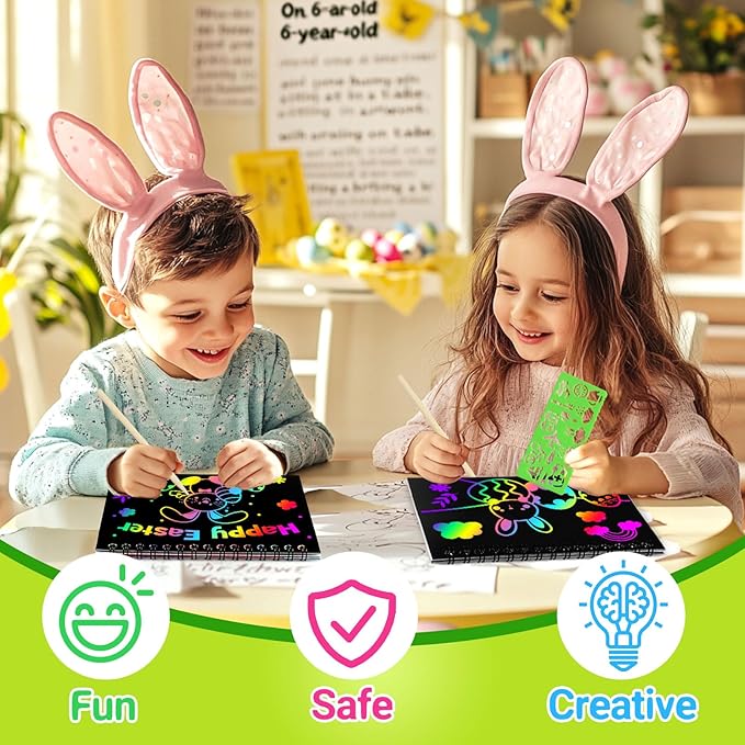 Party Favors for Kids 4-8-12: 24 Pack Scratch Rainbow Art Crafts Notebook, Coloring Book Goodie Bags Stuffers Kit, Bulk Birthday Gift Classroom Prizes Girl Boy Toddler Easter
