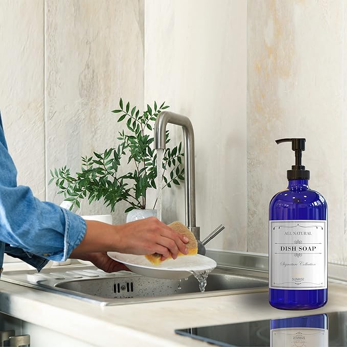 Sunrise Premium 16 OZ Cobalt Blue Glass Soap Dispenser