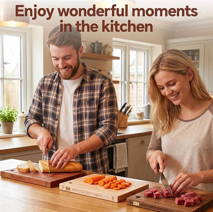 Book Cutting Board Set with Separated Stand, 3 Piece Wood Cutting Boards That