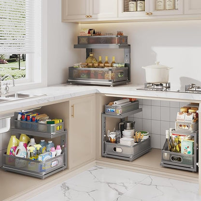 2 Pack 15.5IN-Depth Under Sink Organizer