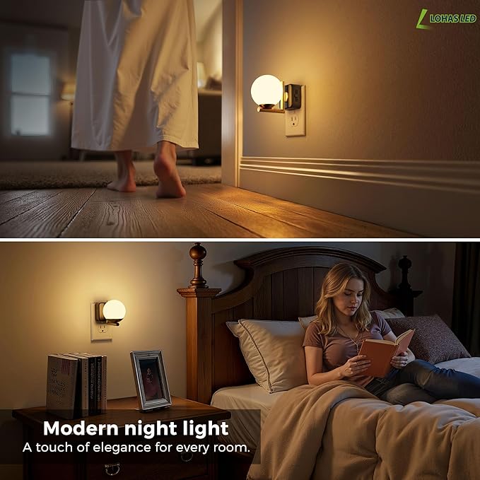 L LOHAS LED Night Lights Plug Into Wall 2 Pack, Dusk to Dawn Sensor, 3000K