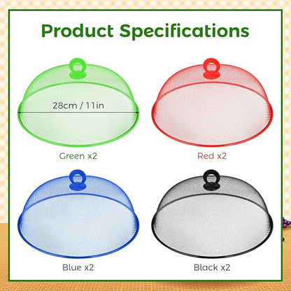 Foaincore 8 Pcs Metal Mesh Food Covers Tent Umbrella 11 Inch Outside Mesh Food