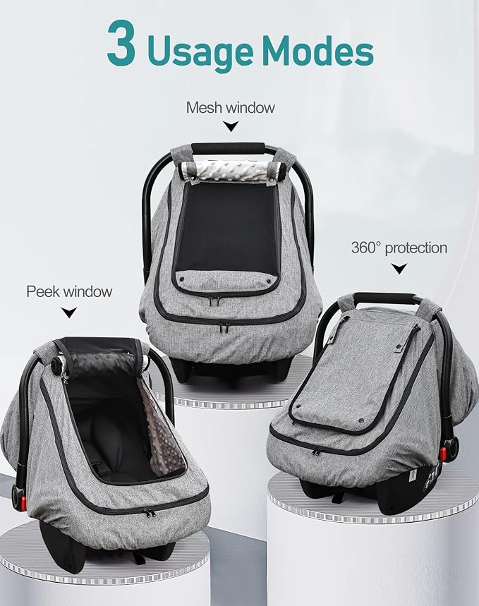 Waterproof Baby Car Seat Cover，YVMVDV Patented Cold Weather Carseat Cover for Babies,Infant Car Seat Cover Canopy for Boy Girls,Windproof Car Seat Canopy for Boys & Girls, Keeps Babies Warm