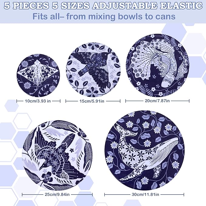 5-Size Reusable Beeswax Bowl Covers