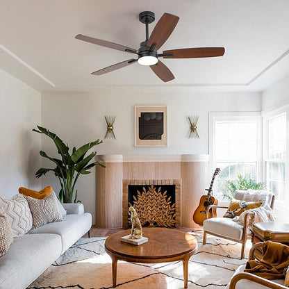 ARTPLAN 52" Ceiling Fan with Light and Remote, Noiseless DC Motor & Reversible
