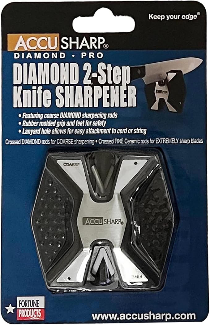 AccuSharp Diamond Pro 2-Step Knife Sharpener, Hones & Sharpens Blade’s Edge