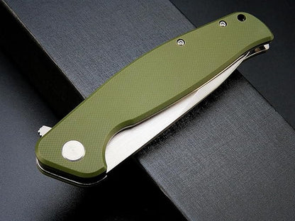 Eafengrow EF240 Folding Knife D2 Steel Blade G10 Handle EDC Tool Pocket Knives for Outdoor Working Camping (green)