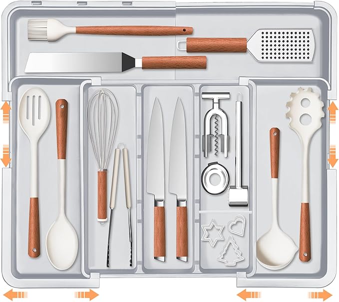 Spaclear Large Utensil Drawer Organizer Expandable Silverware Organizer