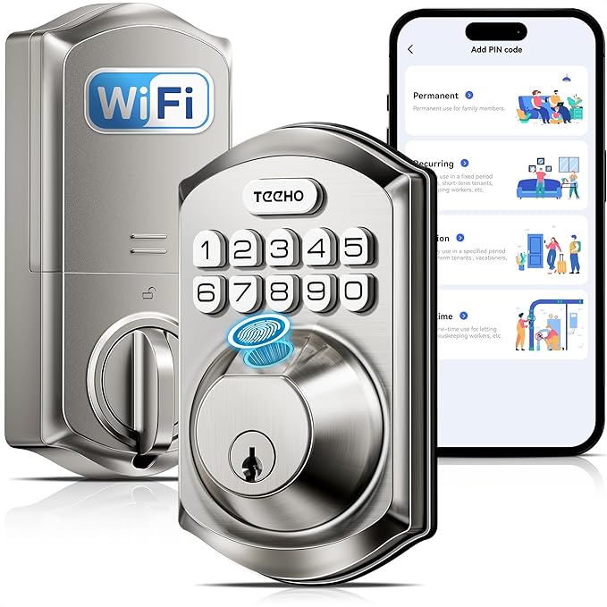 TEEHO TE012W WiFi Smart Lock, Fingerprint Door Lock