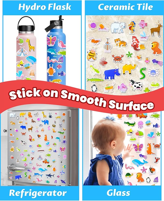 Reusable Sticker Book for Toddlers 2-4 Years, Stickers for Kids, Toddler Sticker Book Ages 1-3, Toddler Craft Activities, Toddlers Travel Toys Ages 2+ Boy Girl Birthday Gifts