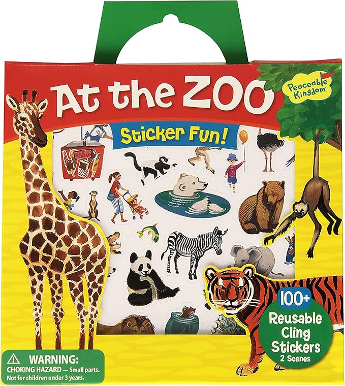 Peaceable Kingdom Press Sticker Fun! At The Zoo Reusable Sticker Tote