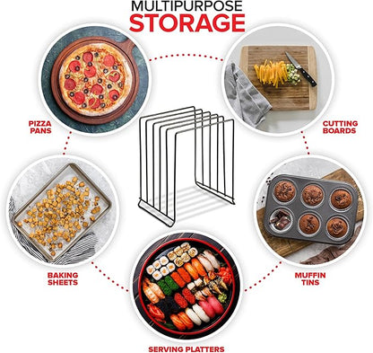 Stock Your Home Black Extra Tall Steel Baking Pan Organizer Rack