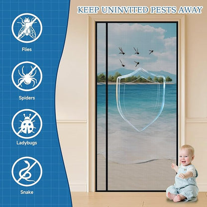Magnetic Screen Door Left Right Side Opening Upgraded PET Mesh Greater Than