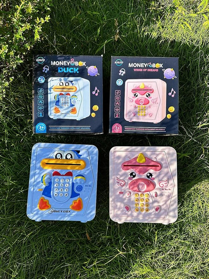 Piggy Bank for Kids - Electronic Money Saving Box w/Code Fingerprint - ATM Safe Toy - Coin Bank Girl Toys for Ages 3 4 5 6 7 8 9 10 Year Old - Birthday Xmas Ideal Gifts for Girls (Pink Unicorn)