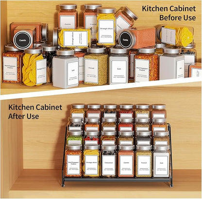 BOIVSHI 4 Tier Spice Rack for Cabinet, Spice Rack Organizer, Depth Adjustable