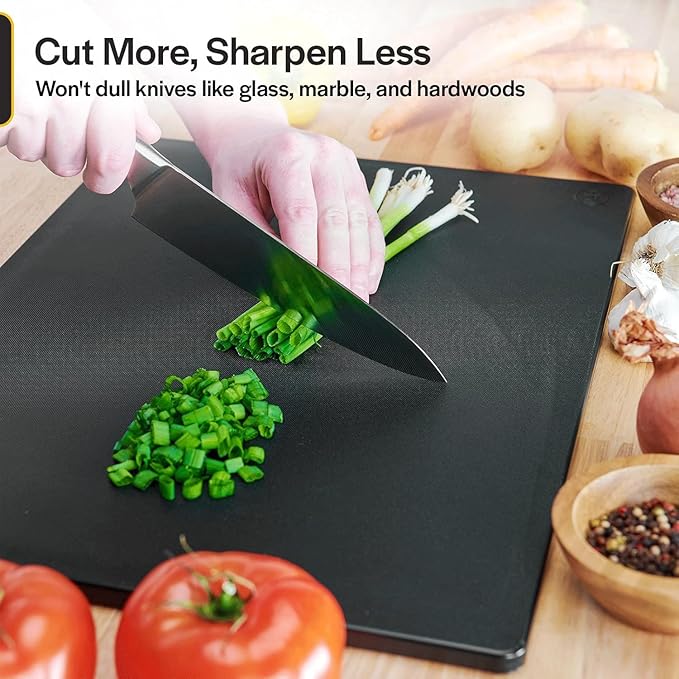 Thirteen Chefs Large 18 x 12 Black Plastic Cutting Board