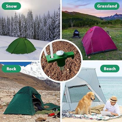 Eurmax USA Galvanized Non-Rust Camping Family Tent Pop Up Tent Stakes Ice Tools Heavy Duty 20pc-Pack, with 4x10ft Ropes & 1 Green Stopper