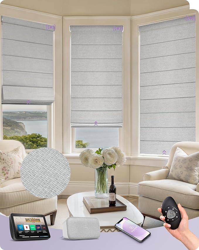 Graywind Smart Roman Shades 100% Blackout Compatible
