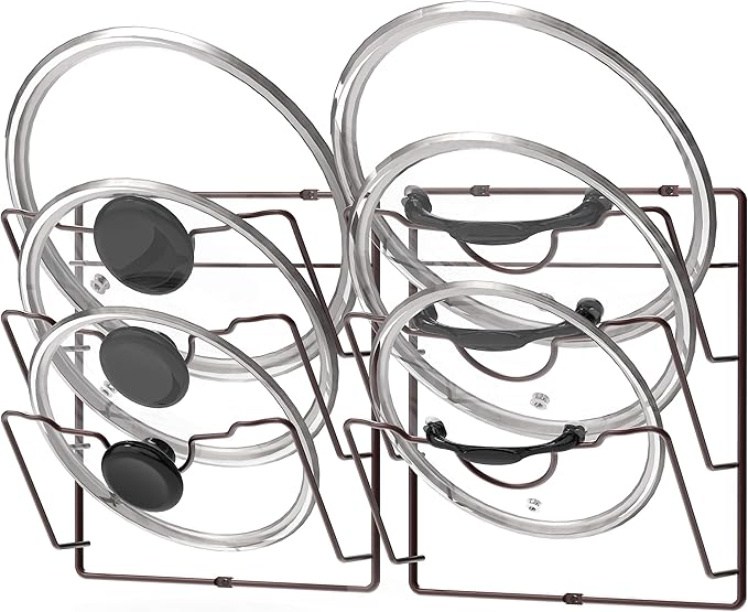 Simple Houseware Cabinet Door/Wall Mount Pot Lid Organizer Rack, Bronze