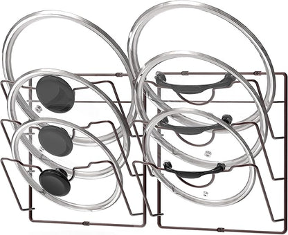 Simple Houseware Cabinet Door/Wall Mount Pot Lid Organizer Rack, Bronze
