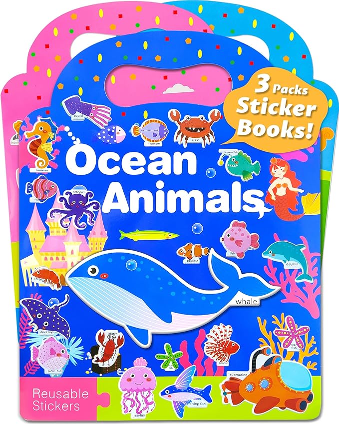 Reusable Sticker Book for Toddlers 2-4 Years, Stickers for Kids, Toddler Sticker Book Ages 1-3, Toddler Craft Activities, Toddlers Travel Toys Ages 2+ Boy Girl Birthday Gifts