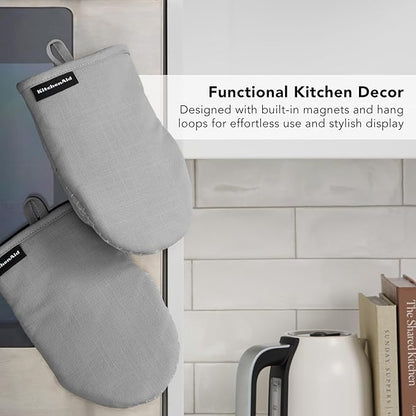 KITCHENAID Gourmet Series Gridlines Mini Oven Mitts 2-Pack Set, Heat Resistant