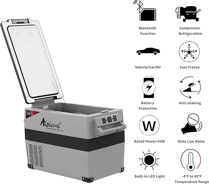 Alpicool LGCF45 Portable Refrigerator 12 Volt Car Freezer 42 Quart Mini Fridge