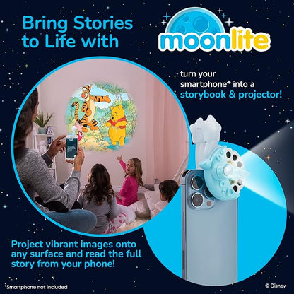Moonlite Storytime Mini Projector with 4 Winnie The Pooh Stories, A Magical Way to Read Together, Digital Storybooks, Fun Sound Effects, Learning Gifts for Kids Ages 1 and Up