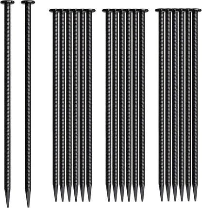 16 Inch Rebar Stakes 20 Pack Heavy Duty Ground Anchors 1/2 Inch Diameter Galvanized Steel Asphalt Anchoring Metal Spikes for Speed Bump, Parking Curb and Camping Tent