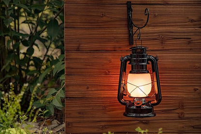 YAKii LED Vintage Flame Lantern Metal Outdoor Hanging Lantern with Dancing Flame Battery Operated Halloween Outdoor Indoor Decoration(Black Pack of 2)