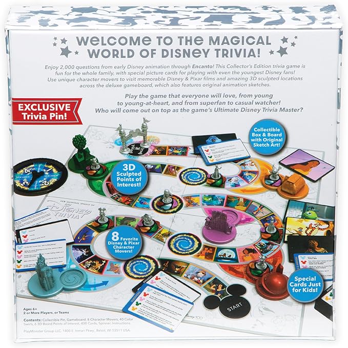 PlayMonster The Magical World of Disney Trivia Games – Board Games for Family Night, Family Games, Multi-Player Board Game, Family Board Game, Travel Games, Disney Game, Ages 6+
