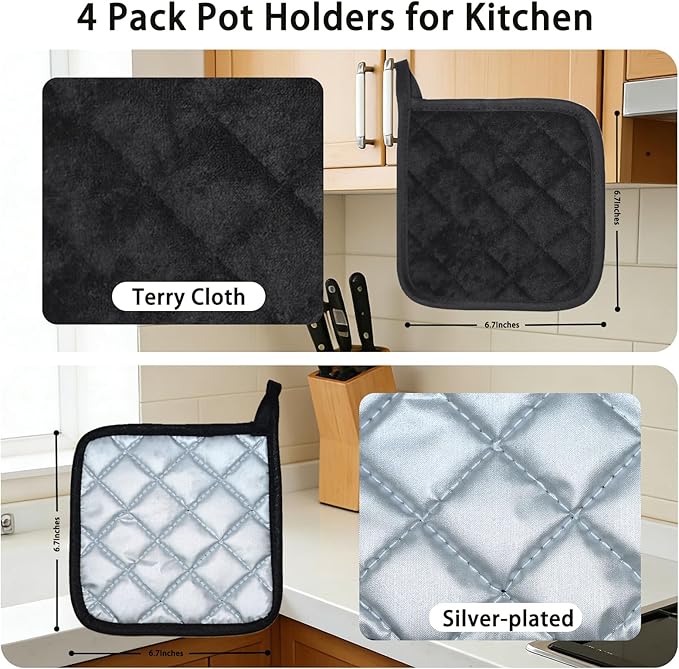 4 Pack Pot Holders for Kitchen Clearance Oven Potholders Sets for Kitchens Hot