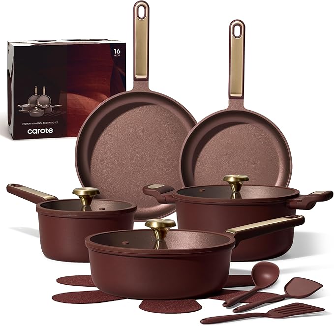 CAROTE Pots and Pans Set Nonstick, Dishwasher, RV/Camping Cookware Set