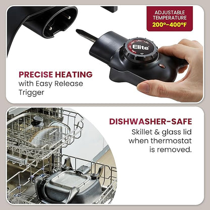 Elite Gourmet EG6201 Extra Deep 12"x12"x3.2" Scratch Resistant Dishwasher Safe