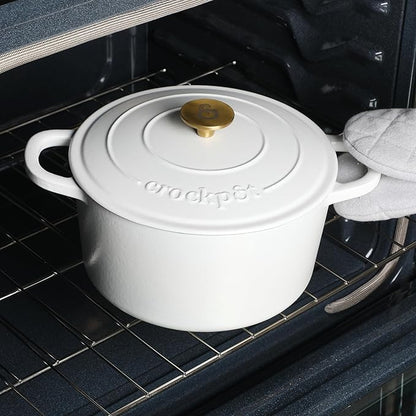Crock-Pot Artisan 7-Quart Round Dutch Oven – Matte Linen White