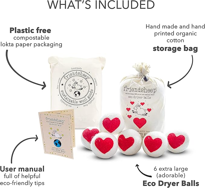 Friendsheep Wool Dryer Balls, Organic Reusable Fabric Softener Alternative