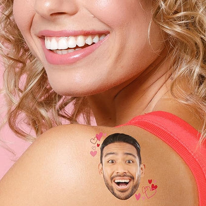 Big Dot of Happiness Custom Photo Pink and Red Hearts - Bachelorette Party Favors - Fun Face Temporary Tattoos - Set of 12