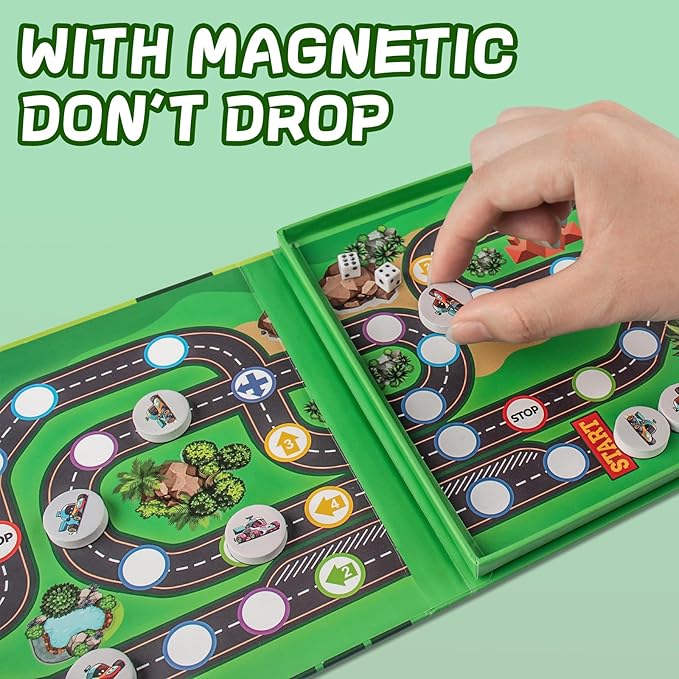 Magnetic Car Race Game for Kids 3-8 - Perfect Travel Toy for Toddlers - Fun Road Trip & Airplane Activity - Camping Game Essentials for Kid
