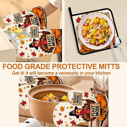 Turkey Oven Mitts with Matching Potholders