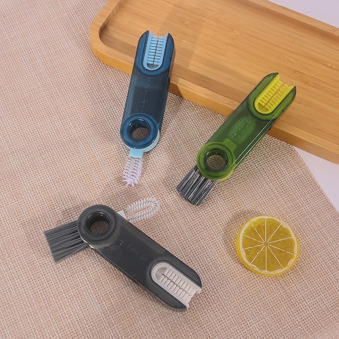 3 in 1 Cup Lid Gap Cleaning Brush Set, Mutipurpose Tiny Silicone Cup Holder